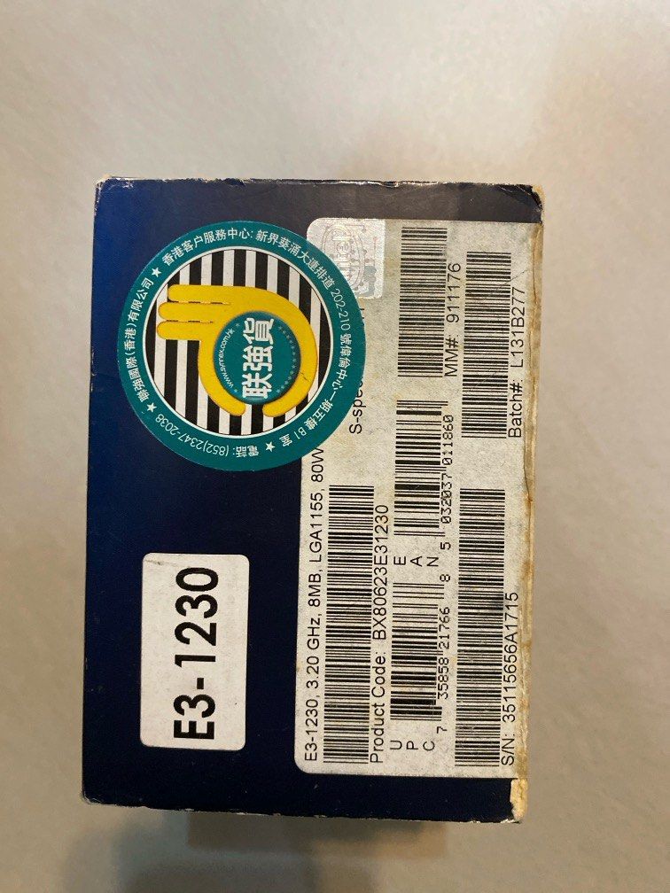 Intel Xeon Processor E3-1230 （分類：電腦周邊產品）位於 Hong Kong。 由 philip23man 提交（商品編號 1360500228，圖片 2）。簡介： Intel Xeon Processor E3-1230 Include cooling fan Please check information in detail before bid。