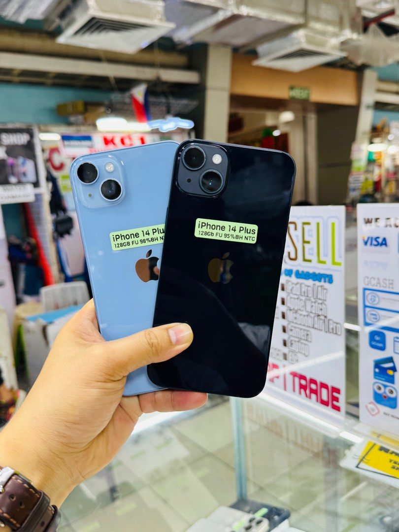 iPhone 14 Plus 128GB 95-98%BH Openline 99%smooth No issues (Category: iPhone 14 Series) located in San Juan City. Submitted by saabangadgetshop (Listing ID 1360399136, Image 1). Description: Onhand | Pre-owned iPhone 14 Plus 128GB OPENLINE NTC APPROVED Battery Health 95/98% NO HIDDEN ISSUES NO HISTORY OF REPAIR 99%Smooth TEST TO SAWA RESET ALL YOU WANT TEST ALL YOU WANT NOT REFURBISHED AUTHENTIC PHONE ALL WORKING (FREE 3UTOOLS) iPhones iPads only