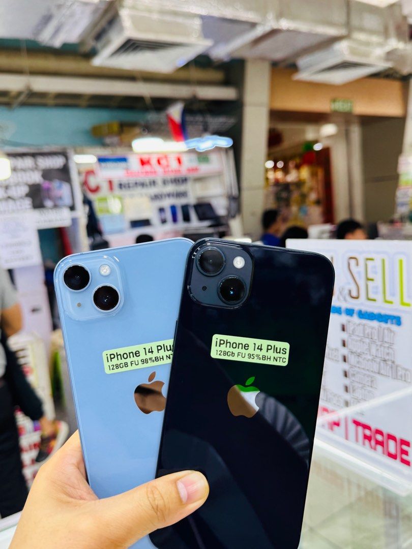iPhone 14 Plus 128GB 95-98%BH Openline 99%smooth No issues (Category: iPhone 14 Series) located in San Juan City. Submitted by saabangadgetshop (Listing ID 1360399136, Image 2). Description: Onhand | Pre-owned iPhone 14 Plus 128GB OPENLINE NTC APPROVED Battery Health 95/98% NO HIDDEN ISSUES NO HISTORY OF REPAIR 99%Smooth TEST TO SAWA RESET ALL YOU WANT TEST ALL YOU WANT NOT REFURBISHED AUTHENTIC PHONE ALL WORKING (FREE 3UTOOLS) iPhones iPads only