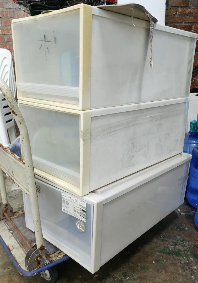 Japan surplus plastic box drawer container (Category: Storage Boxes & Baskets) located in Manila. Submitted by rossinicalabig (Listing ID 1352261877, Image 1). Description: 300-600 Pesos EACH. Very good condition. High quality plastic. Japan surplus items. Check & pickup at our photo-video studio in Sta.Mesa Mla. STUDIO J..