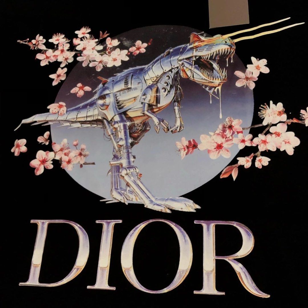 Dior X Sorayama Dinosaur Printed Black T-shirt, Luxury, Apparel on