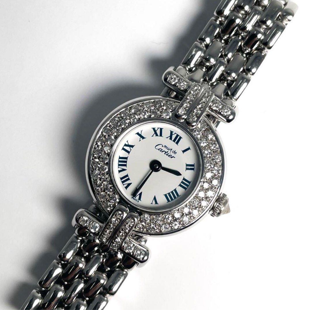Must De Cartier with Diamonds (Category: Luxury Watches) located in Baliuag. Submitted by youlovewatches (Listing ID 1360434931, Image 3). Description: Must De Cartier with diamonds 220,000 Php Quartz Movement Stainless Steel strap Natural Diamonds (Bezel, Lugs, Crown) Case width approx. 23cm Wrist circumference approx. 15cm Condition: 9/10 All working Condition All Guaranteed Authentic Open for Layaway Set with: Original box and manual 📍Meet-up