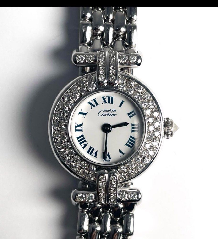 Must De Cartier with Diamonds (Category: Luxury Watches) located in Baliuag. Submitted by youlovewatches (Listing ID 1360434931, Image 2). Description: Must De Cartier with diamonds 220,000 Php Quartz Movement Stainless Steel strap Natural Diamonds (Bezel, Lugs, Crown) Case width approx. 23cm Wrist circumference approx. 15cm Condition: 9/10 All working Condition All Guaranteed Authentic Open for Layaway Set with: Original box and manual 📍Meet-up