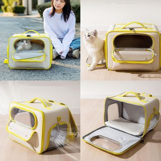 Extra Large Double Pet Carrier With Wheels - Detachable Bags For 2 Cats Or Small Dogs, Travel Carrier For Car, Bus