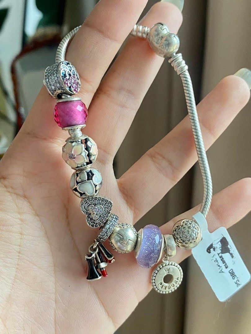 Preloved Pand0ra S925 Charm Bracelets (Category: Bracelets) located in Baguio. Submitted by asna_taku (Listing ID 1360479688, Image 2). Description: Preloved Pand0ra S925 Charm Bracelets 18.5CM-19CM As is where is. No changing of charms. see details and prices on tags❣️ - Admin E.