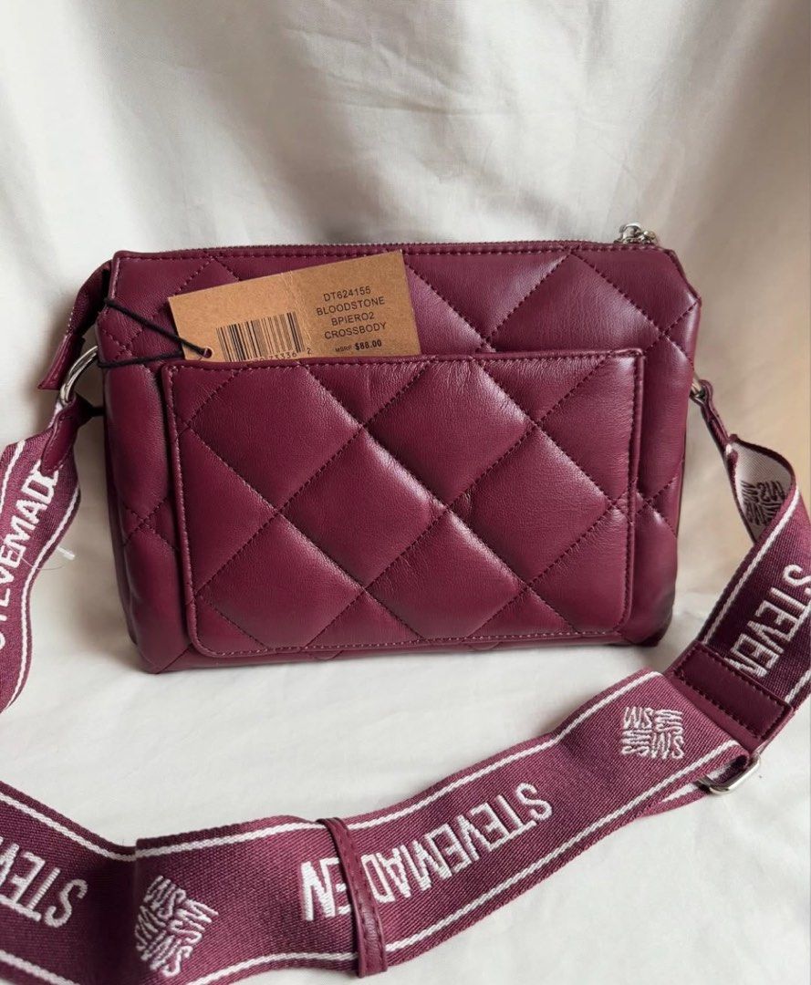 Steve madden bloodstone crossbody (Category: Cross-body Bags) located in Las Pinas. Submitted by yolk.ph (Listing ID 1360563962, Image 3). Description: Steve madden crossbody Color: bloodstone Authentic bought in the US Retail price is 88usd Bnew with tag Just got then last year Like celine trio bag Rfs: too many bags.