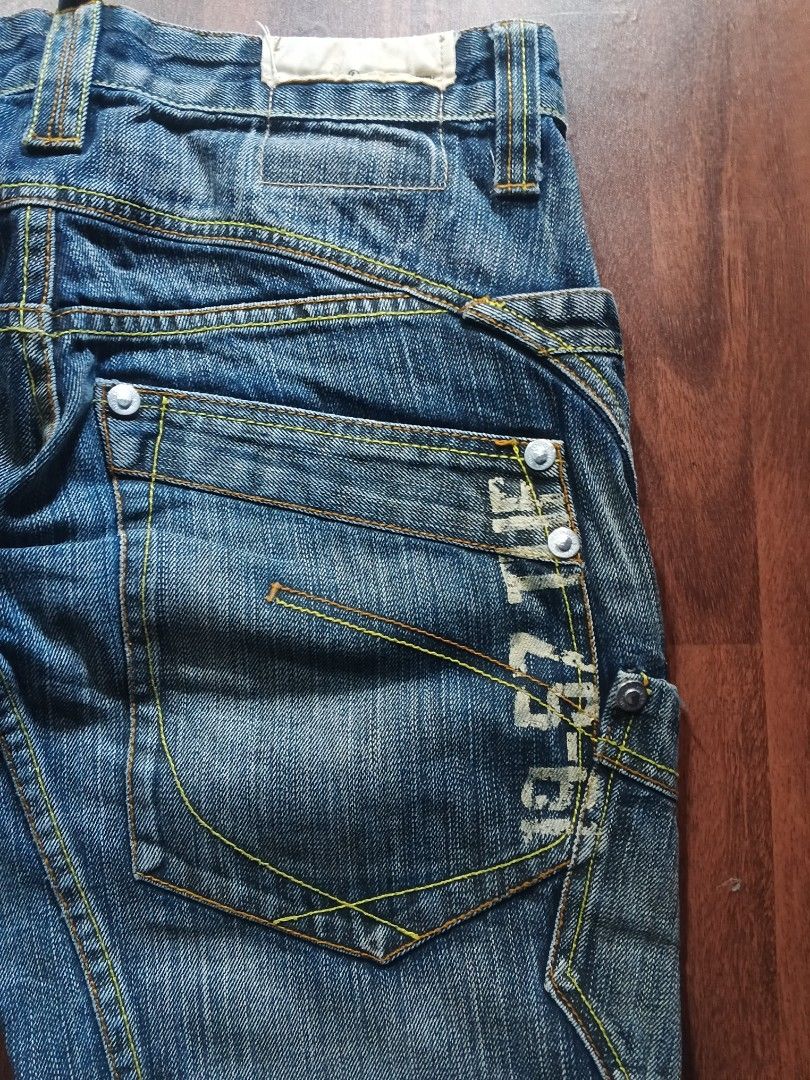 Tough Jeansmith Patchwork Denim Washed Rugged Jeans (Category: Jeans) located in Naga. Submitted by unknwnstreetwear (Listing ID 1360407324, Image 3). Description: No issue very good condition Waistline-32 inches Length-40 inches Leg opening-9 inches.