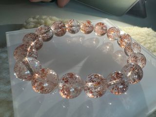 全新9.8mm芬達色金草莓超級七  超七能量水晶 手鏈手串64226038413185110