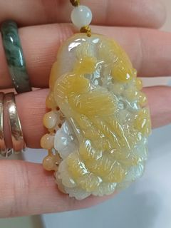 天然緬甸翡翠A玉黄翡鳳凰掛件64227893877634110