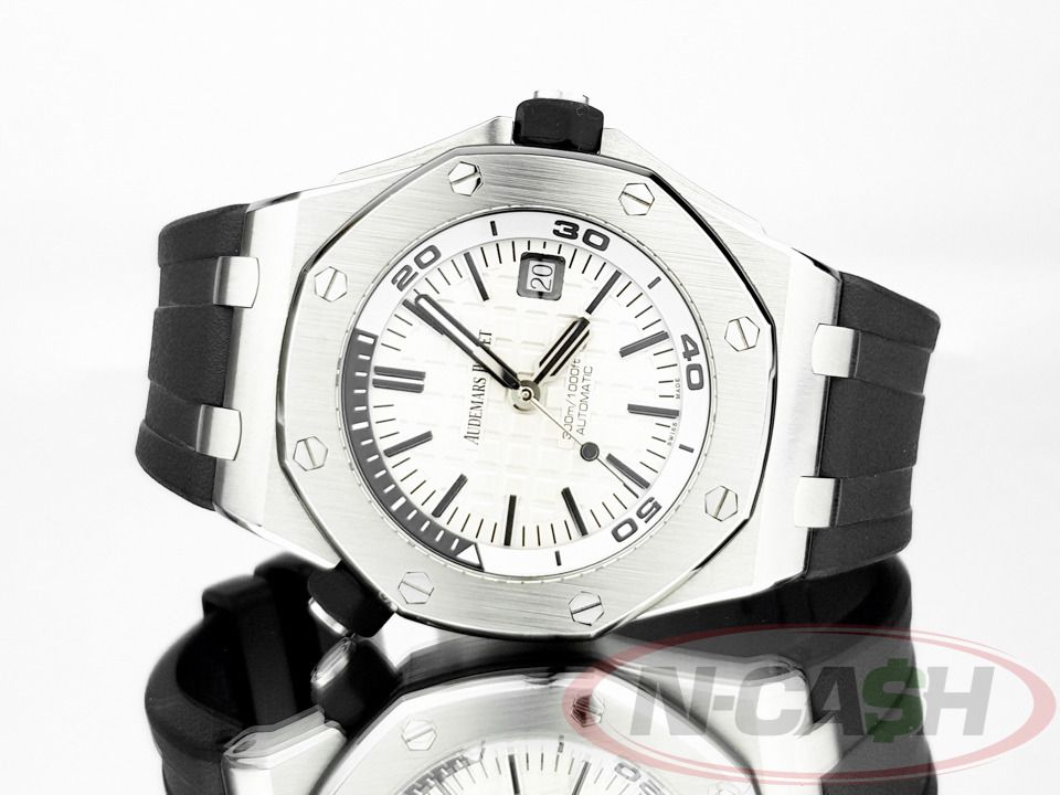 Audemars Piguet Royal Oak Offshore Diver (Category: Luxury Watches) located in Makati City. Submitted by luxury_by_ncash_2 (Listing ID 1360628039, Image 1). Description: N-Cash Pawnshop "Instant Cash for Bags, Watches, Cars, and Electronics" https://www.ncash-pawnshop-philippines.com/ Audemars Piguet Royal Oak Offshore Diver Ref. 15710ST.OO.A002CA.02 (15710ST) 42mm steel case Transparent caseback 2016 Appearance is at least 9.8 out of 10. Like ne