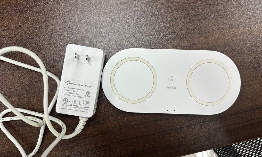 Belkin dual Qi charger (Category: Chargers) located in Mandaluyong City. Submitted by Lexphi (Listing ID 1360614681, Image 1). Description: Like new, barely used charger. Selling because I have pop socket on my phone.
