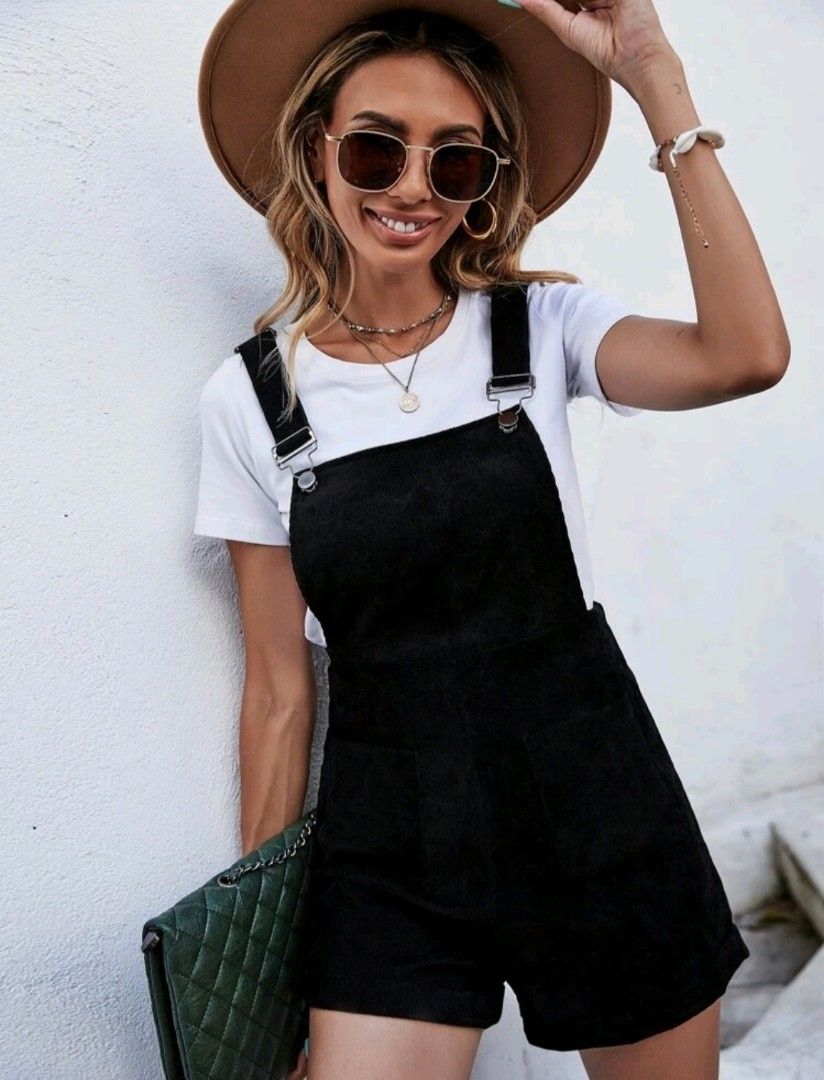 Black corduroy jumper short / romper (Category: Jumpsuits) located in Quezon City. Submitted by fasttrend (Listing ID 1360614218, Image 3). Description: brand new no issue no flaws small to medium.