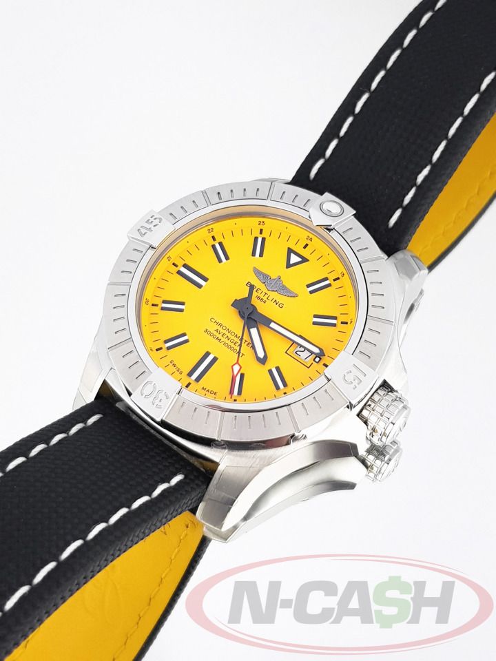 Breitling Avenger Seawolf Yellow Dial (Category: Luxury Watches) located in Makati City. Submitted by luxury_by_ncash_2 (Listing ID 1360625360, Image 3). Description: N-Cash Pawnshop "Instant Cash for Bags, Watches, Cars, and Electronics" https://www.ncash-pawnshop-philippines.com/ Breitling Avenger Seawolf Yellow Dial Ref. No. A17319 (A17319101I1X1) 45mm steel case Limited yellow dial Retail price of Php 254,000 Brand new old stock Factory stick