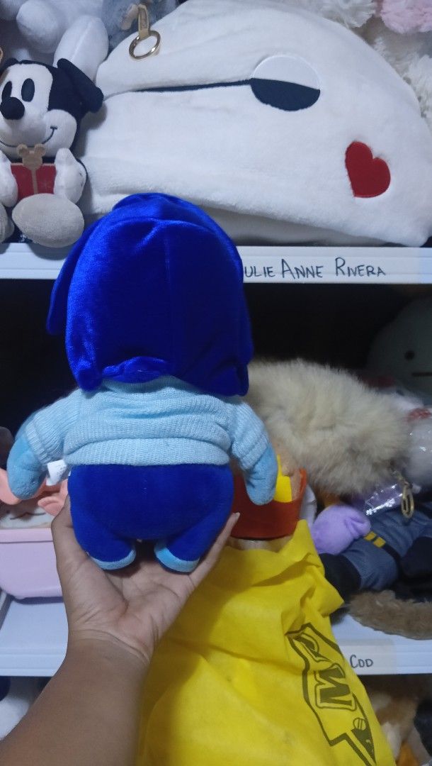 DISNEY PIXAR Inside Out Sadness plush (Category: Plushies & Soft Toys) located in Manila. Submitted by annetrends_1998 (Listing ID 1360653444, Image 2). Description: what you see what you get Eteketa slightly faded mine now pay now j&t / flash no rush to ship visit my main FB account Julie Anne Rivera ( wearing blue cap).