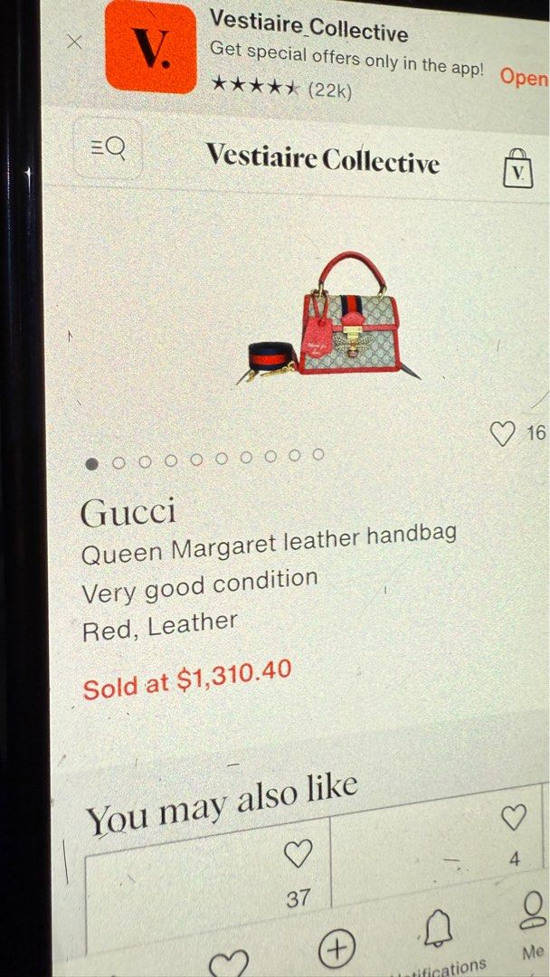 Gucci Queen Margaret Vinyl (Category: Luxury Bags & Wallets) located in Santa Cruz. Submitted by luxurious001 (Listing ID 1360664621, Image 3). Description: Authentic Gucci Queen Margaret Vinyl Shoulder Bag No issue Ip 16 pro will fit No creases Pre owned Premium.