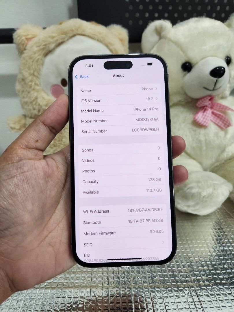 IPHONE 14 PRO 128GB 94% no swap (Category: iPhone 14 Series) located in Mandaluyong City. Submitted by cellspaceph (Listing ID 1360592283, Image 3). Description: IPHONE 14 PRO 128GB factory unlocked 94% battery health All working Any sim No issue Php31,000 ‼️ unit only pass swap.