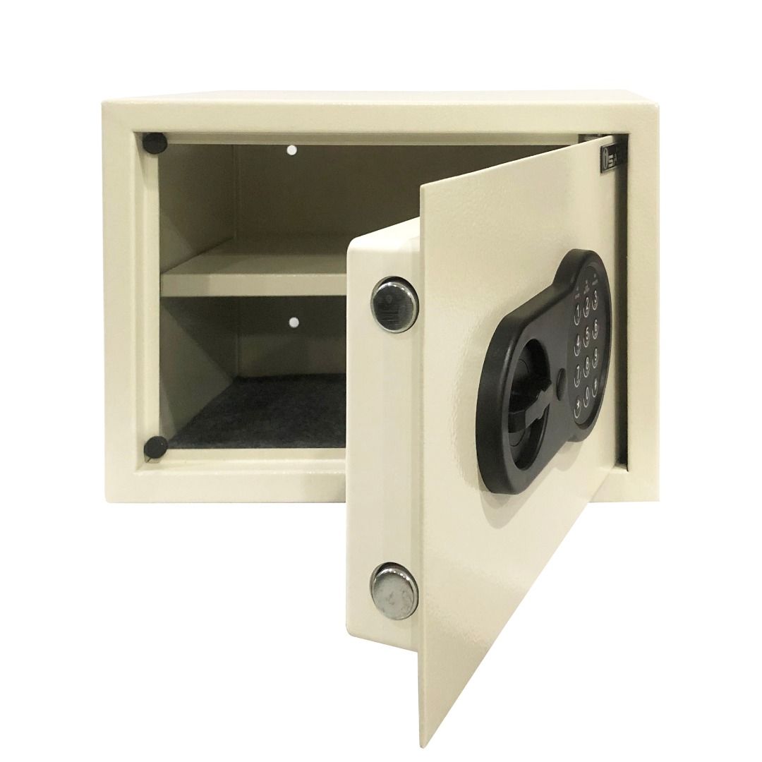 iSAFE Electronic Digital Safe (Medium) (Category: Safe) located in Quezon City. Submitted by costuless_qc_branch (Listing ID 1360652697, Image 3). Description: Item Code: iSFN-25BEI SALE PRICE: ₱2,699.00 Note: Price may change without prior notice. iSAFE Safety Vault Electronic Digital Hotel Safe Vault ♡ Color: Beige ♡ Size: H25 x W35 x D25cm ♡ Material: Steel ♡ Simple keypad interface ♡ One-touch re-set button inside safe ♡ Time out period: Afte