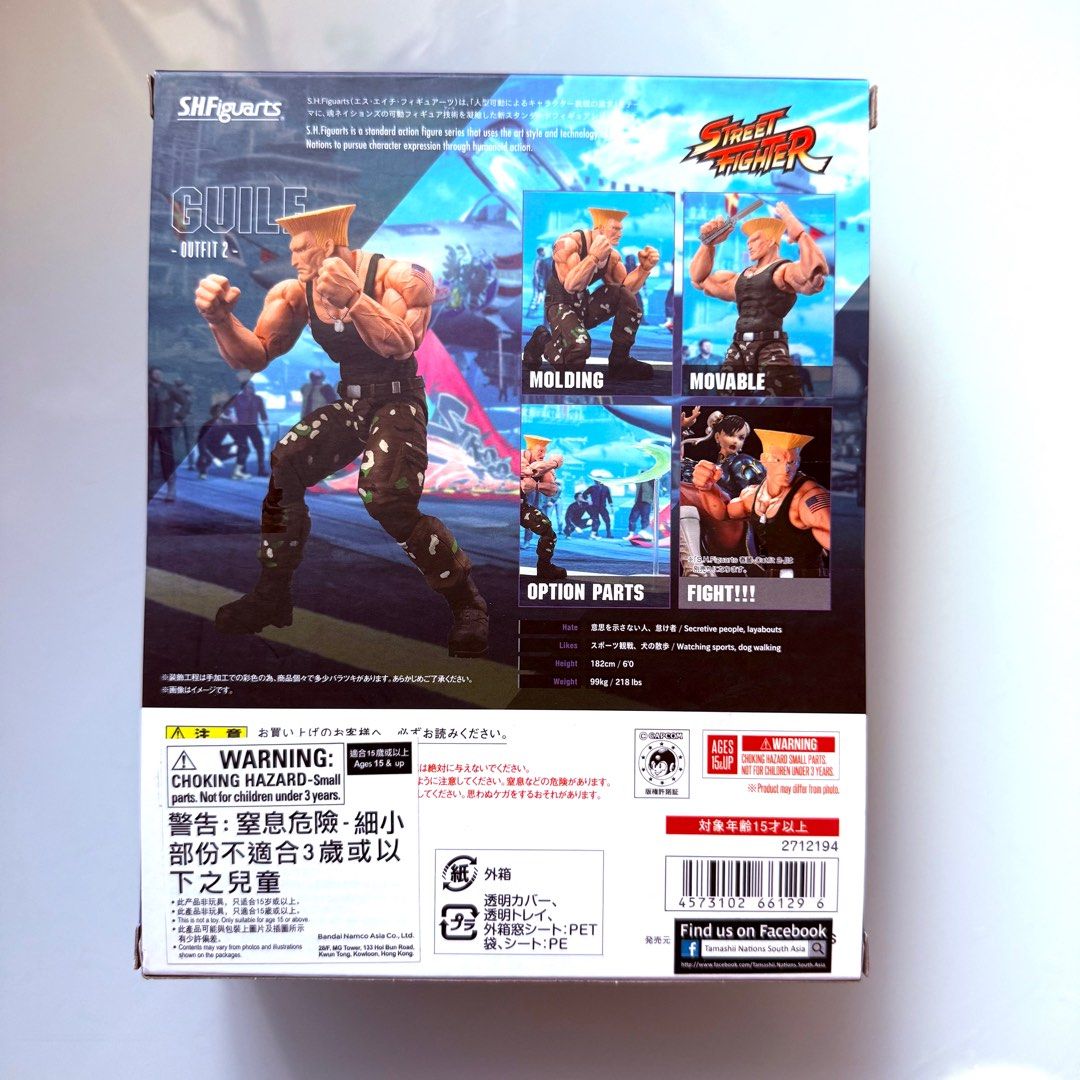 MISB Bandai s.h.figuarts SHF Street Fighter Series Guile Outfit 2 SHFiguarts Action Figure, Authentic, New, Sealed & Unopened in Mint Condition Box (Category: Toy Figures) located in Singapore. Submitted by tudor8 (Listing ID 1360686440, Image 2). Description: Authentic, New & Sealed in Mint Condition 😊 Fixed price please, thanks 😊 First come first served basis while stocks last :) Items sold are not exchangeable/ returnable/ refundable :).