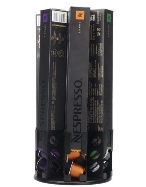 Nespresso coffee holder (Category: Coffee & Tea Tableware) located in Pasig City. Submitted by ncvv1 (Listing ID 1360639515, Image 2). Description: Still Available If You Can See This Post - Rotates for ease of selection of your favorite pods - Made of aluminum, in matte black. - Perfect gift for people that loves nespresso or other coffee capsules with same dimensions of nespresso coffee pods box. Message me for faster transaction.