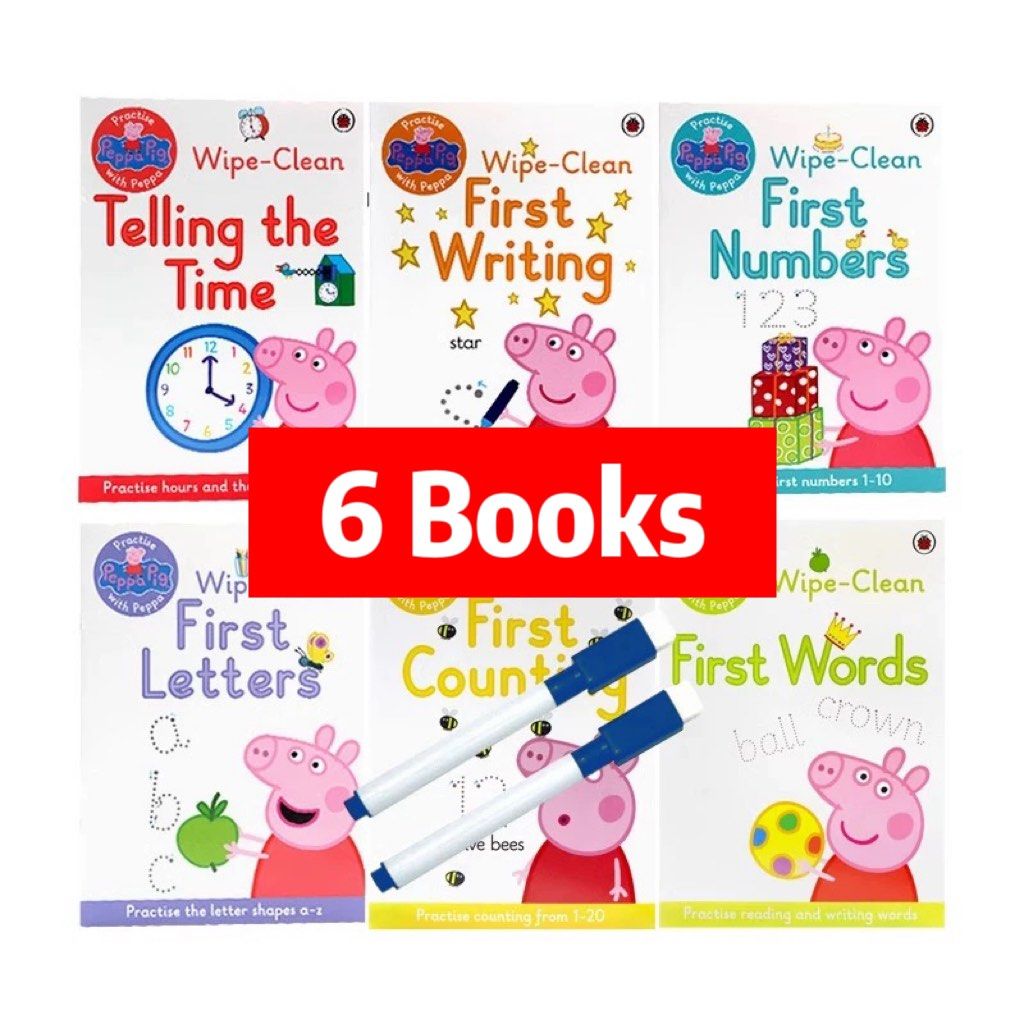 Peppa Pig Children Wipe Clean Workbooks with Marker pens first words ...