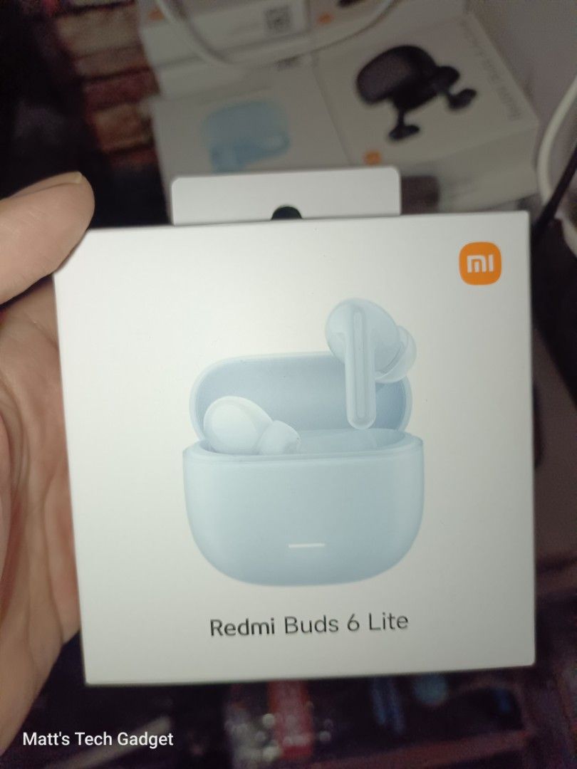 Redmi Buds 6 Lite Global Brandnew Sealed (Category: Earphones) located in Pasig City. Submitted by matts.tech.gadget (Listing ID 1360693042, Image 2). Description: Selling Brandnew Sealed Redmi Buds 6 Lite Black, Blue and white available- P799 Only Lower than mall price 100% Original can be connect using xiaomi earbuds app Anc Transparency Deep Bass Bluetooth 5.4 Low Latency Gaming Dual Mic for Call noise reduction Up to 38 Hrs Batt life with cha