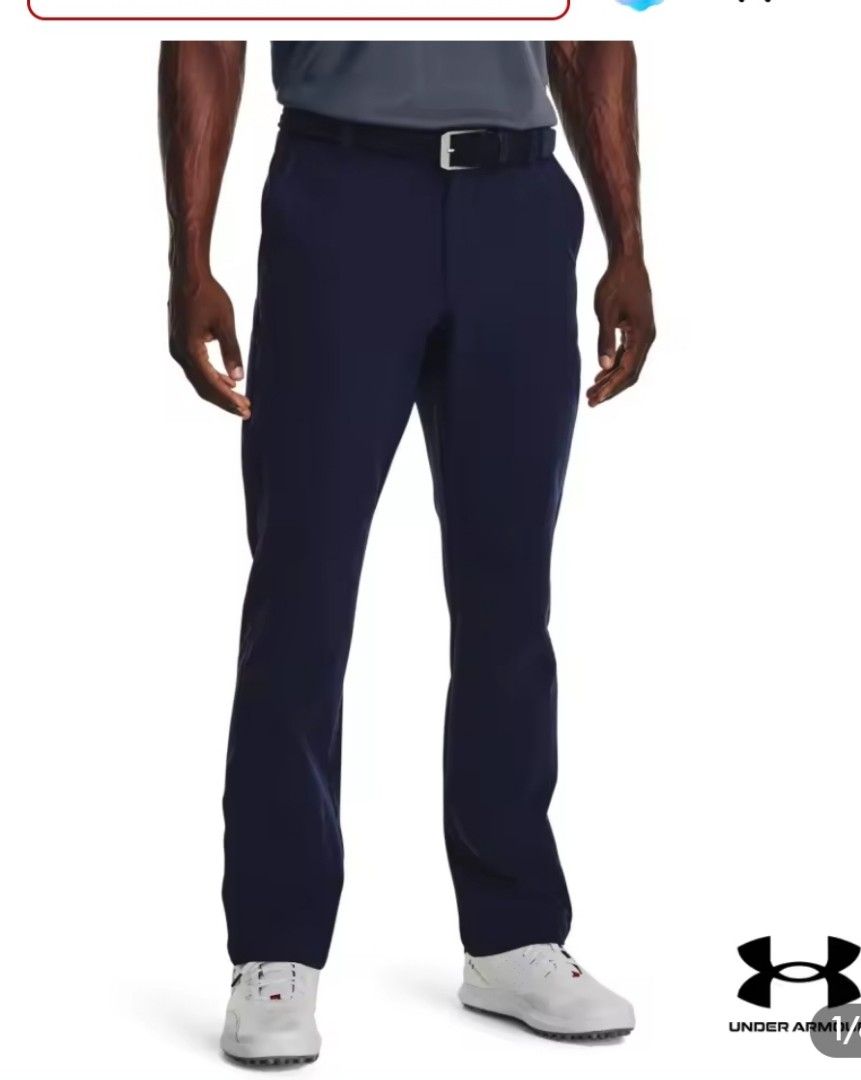 Under Armour men's golf pants (brand new) (Category: Trousers) located in Singapore. Submitted by Coe2000 (Listing ID 1360638811, Image 1). Description: (Brand new with tags) Under Armour men's golf pants. Size 38/30. Dark blue color. RFS: Bought wrong size. Self collect from CCK..
