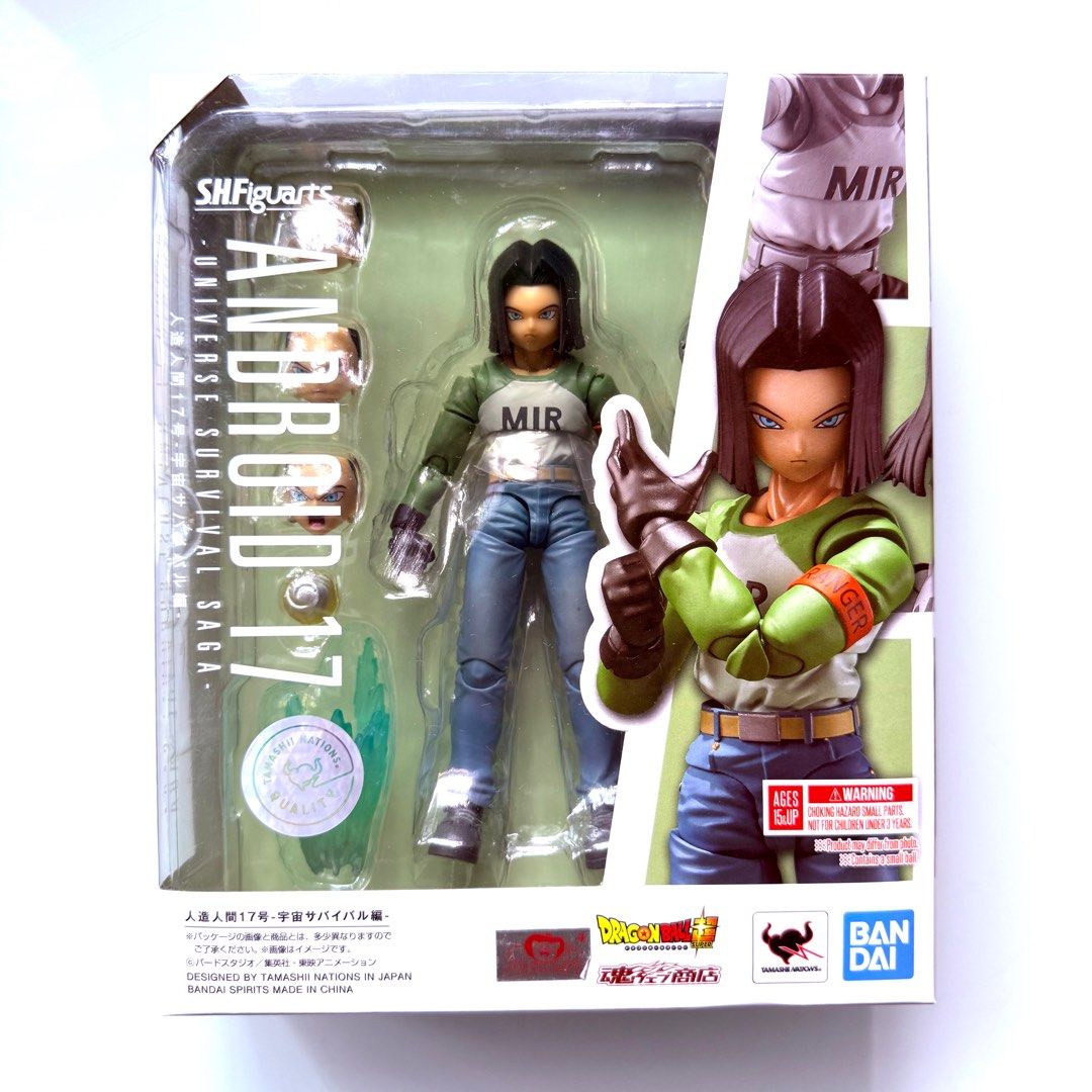 BNIB Bandai Tamashii Nations s.h.figuarts Android 17 Universe Survival Saga Dragon Ball SHFiguarts SHF Action Figure, Authentic, New, Sealed & Unopened in Mint Condition Box (Category: Toy Figures) located in Singapore. Submitted by tudor8 (Listing ID 1360806451, Image 1). Description: Authentic, New & Sealed in Mint Condition 😊 Fixed price please, thanks 😊 First come first served basis while stocks last :) Items sold are not exchangeable/ retu