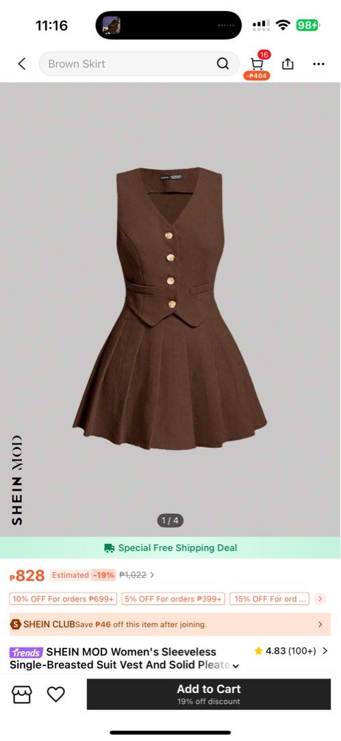 Brown terno vest palda (Category: Dresses) located in Quezon City. Submitted by _itsA (Listing ID 1360849675, Image 1). Description: SIZE XS BRAND NEW RFS di kasya lol .