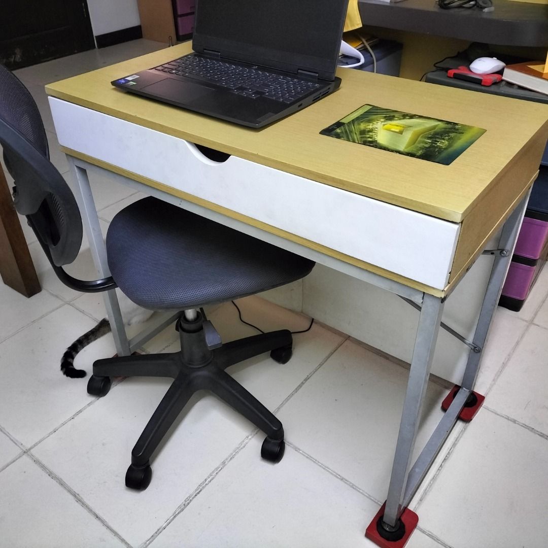 Heavy duty Computer office study table with drawer (Category: Tables & Sets) located in Paranaque City. Submitted by decluttering-all (Listing ID 1360729012, Image 1). Description: Heavy duty Computer office study table with drawer metal legs, fully supported hard wood smooth top drawer with 2 sections custom front cover (to cover legs) using sintra board my original photo of Pagsanjan falls, with tear (on the photo) during transport expect signs