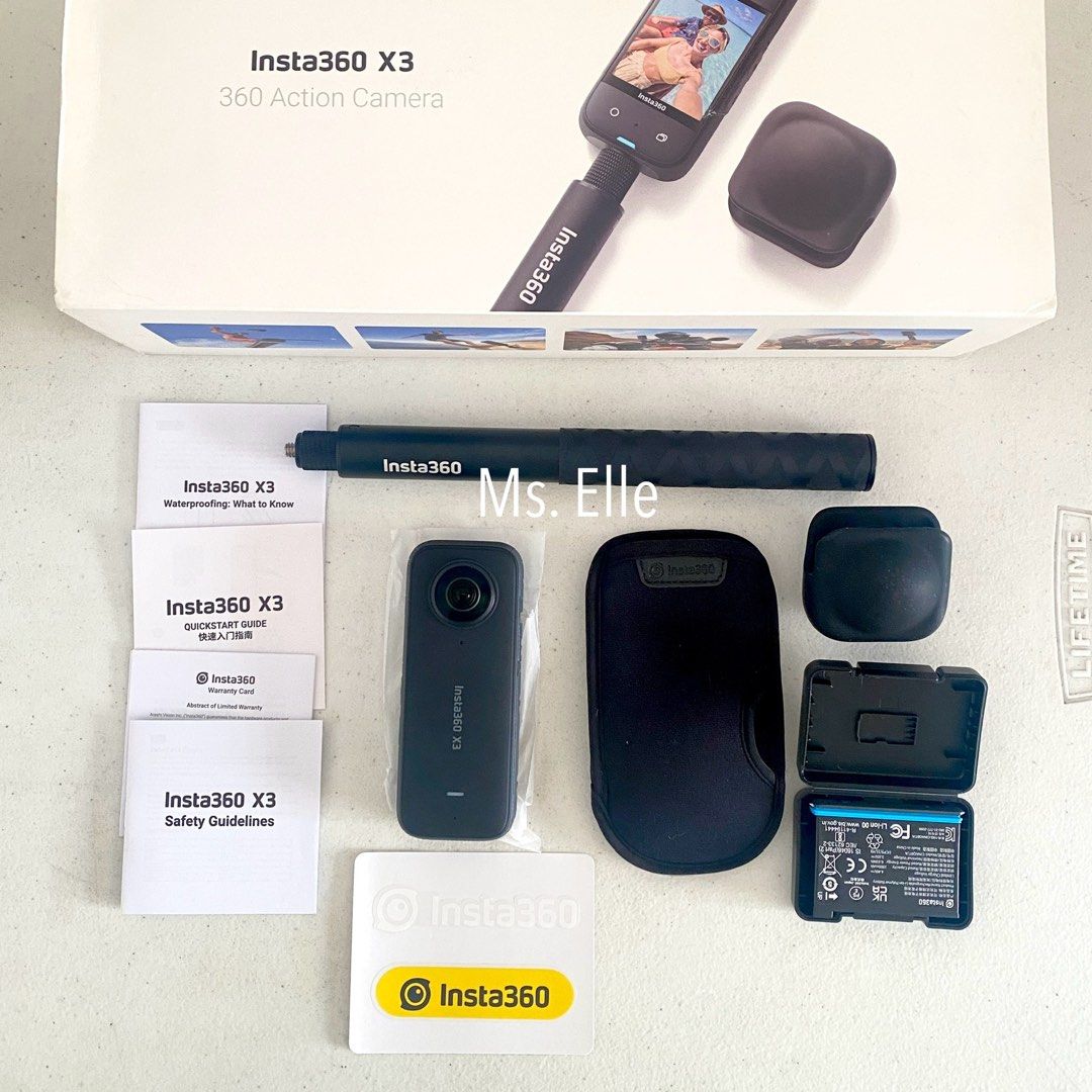 Insta360 X3 action cam Adventure Kit (Category: Cameras) located in Quezon City. Submitted by mselle.usgoodies (Listing ID 1360731731, Image 2). Description: Insta360 X3 action cam Adventure Kit Used twice only Complete inclusions With extra battery.