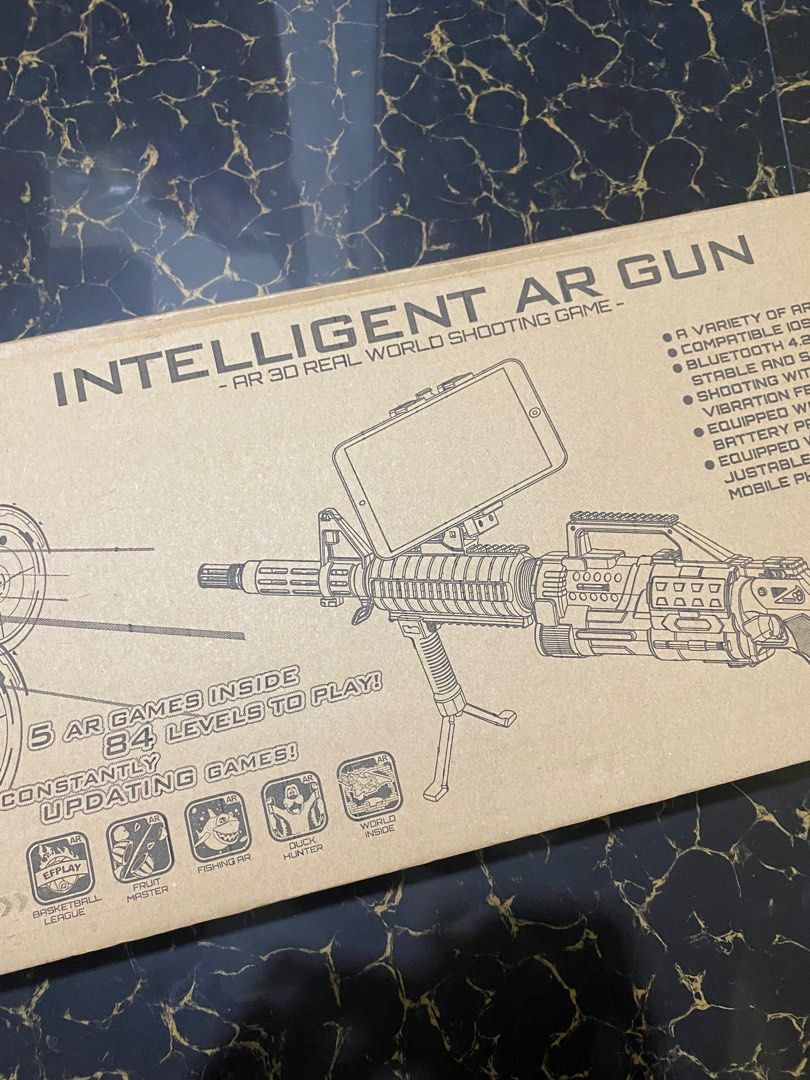 Intelligent AR Gun Toy Gun (Category: Action & Battle Toys) located in Baliuag. Submitted by pauseller (Listing ID 1360848877, Image 2). Description: Intelligent AR Gun Can be connected to your phones Parang vr Sealed box Lbc cop Gcash Baliwag, Bulacan.
