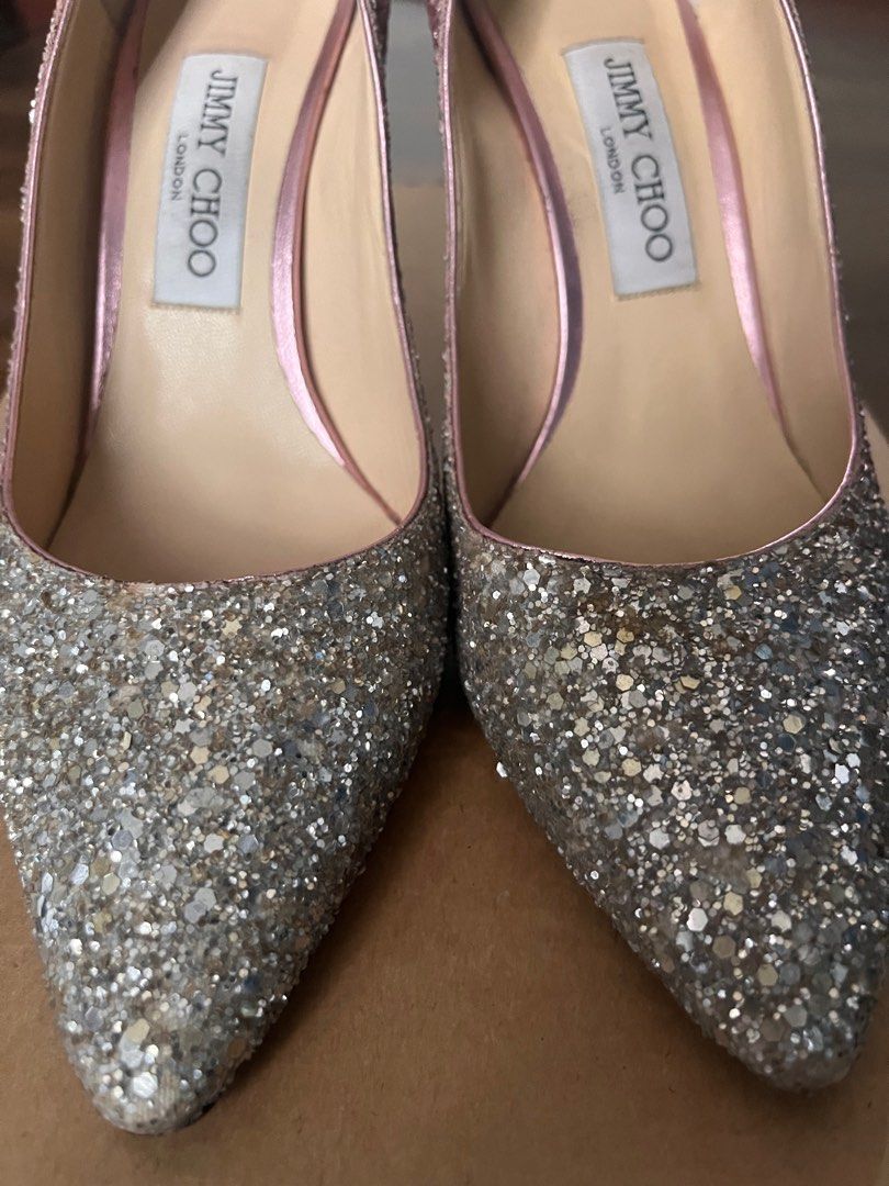 JIMMY CHOO two-tone glitter heels (US 8) (Category: Heels) located in Quezon City. Submitted by flipit_ph (Listing ID 1360775830, Image 3). Description: Authentic Jimmy Choo Two-tone glitter heels 4” heels Issue: barely noticeable chipping of few glitters in front Worn a few times at weddings and formal events. Design is very classic. .