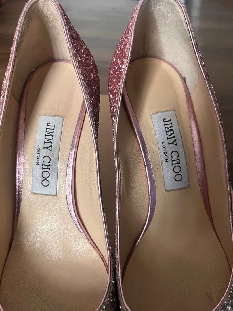 JIMMY CHOO two-tone glitter heels (US 8) (Category: Heels) located in Quezon City. Submitted by flipit_ph (Listing ID 1360775830, Image 2). Description: Authentic Jimmy Choo Two-tone glitter heels 4” heels Issue: barely noticeable chipping of few glitters in front Worn a few times at weddings and formal events. Design is very classic. .