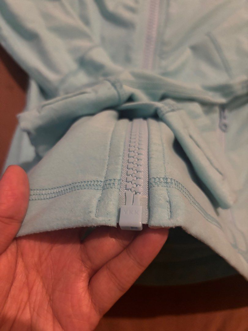 Lululemon Define Jacket YKK zipper Blue (Category: Activewear) located in Quezon City. Submitted by raspberryblushe (Listing ID 1360760961, Image 3). Description: Lululemon Athletica define jacket Size 8 (Medium) YKK zipper self authentication Rfs: Color doesnt suit my complexion Color is light skybluish in person 1499 qc lalamove / jnt Payment first.