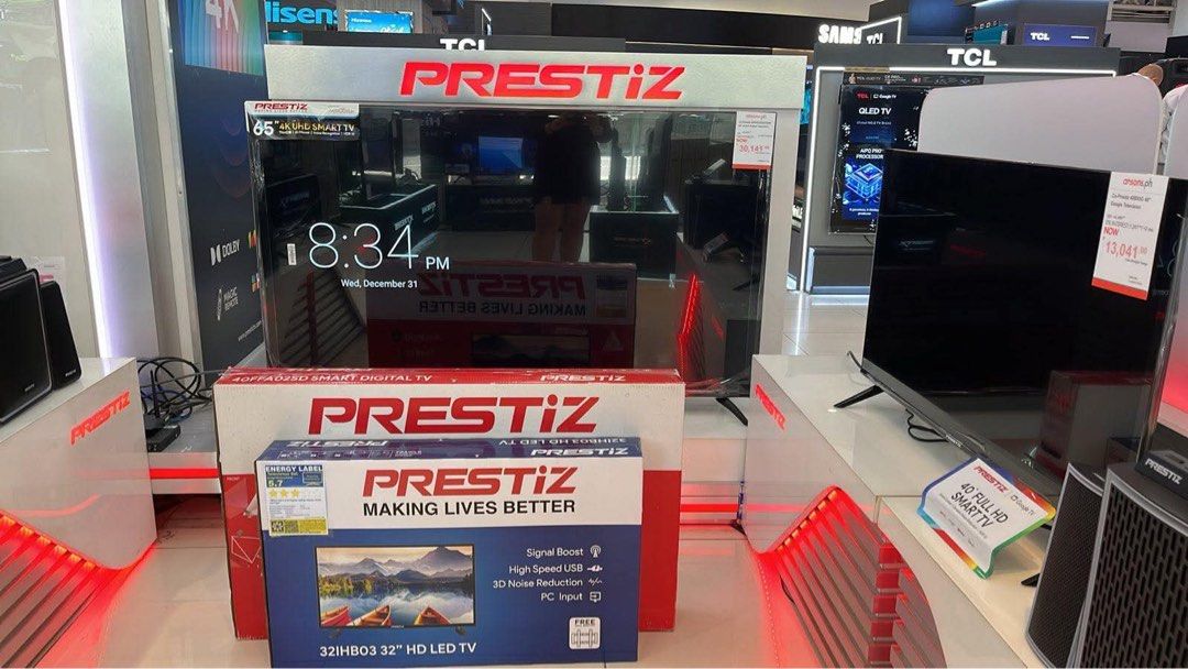 PRESTIZ LED SMART TV (Category: Projectors) located in Quezon City. Submitted by maryann.dimalanta (Listing ID 1360823573, Image 1). Description: Prestiz LED TV 32b83g Srp 10,490 Cash 8,700 Wpreu4002 Srp 14,990 Cash 12,500 40b83g Srp 14,490 Cash 12,000 Wpreu4303 Srp 16,390 Cash 13,500 Wpreu6503svm Srp 33,490 Cash 27,200 Brand new and sealed with warranty and receipt 7 days replacement on factory defect Prestiz warranty Pick up / Viewing in the st