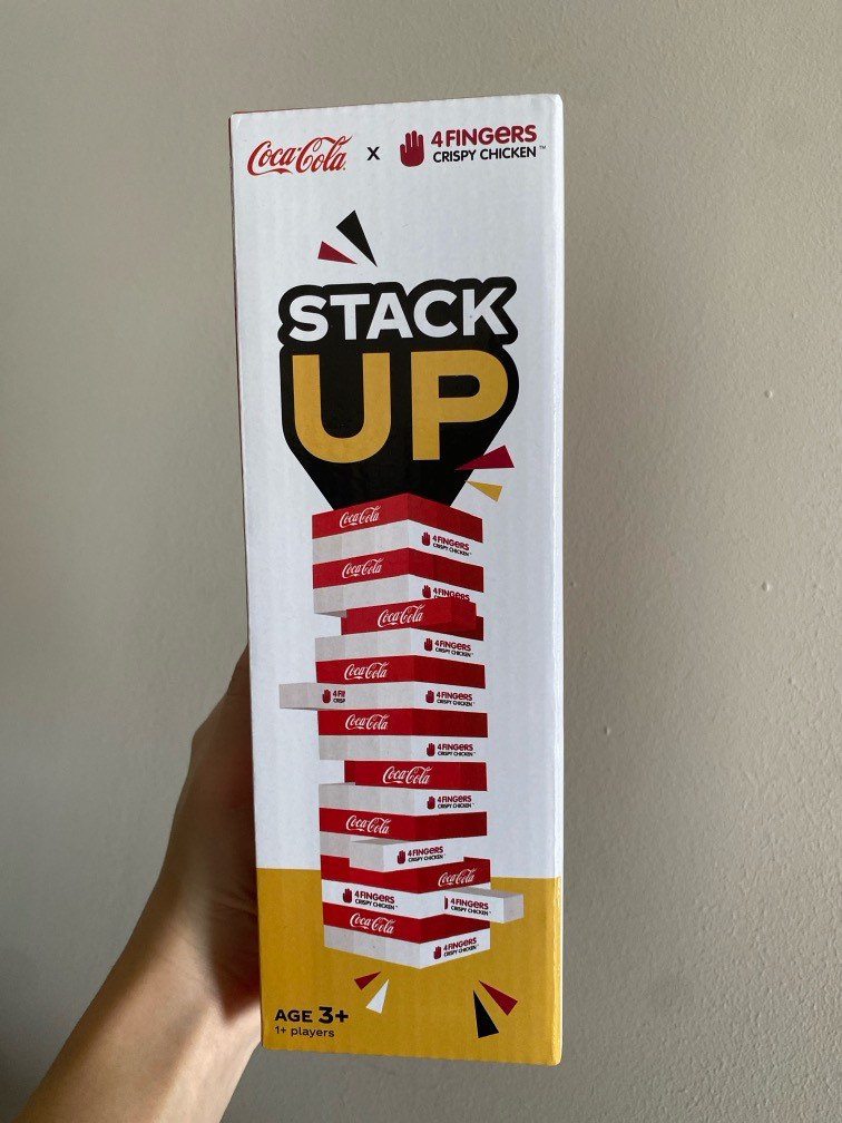 4 Fingers x Coca Cola jenga stack up block game for kids, Hobbies ...