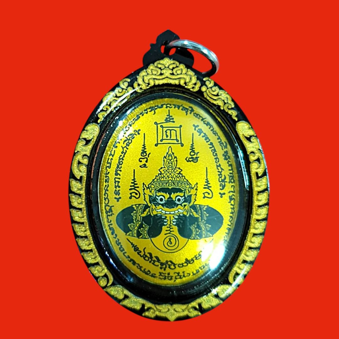 [$50] Phra Rahu Locket with Singha, Jemstones, Takrut, LP Pong, Wat ...