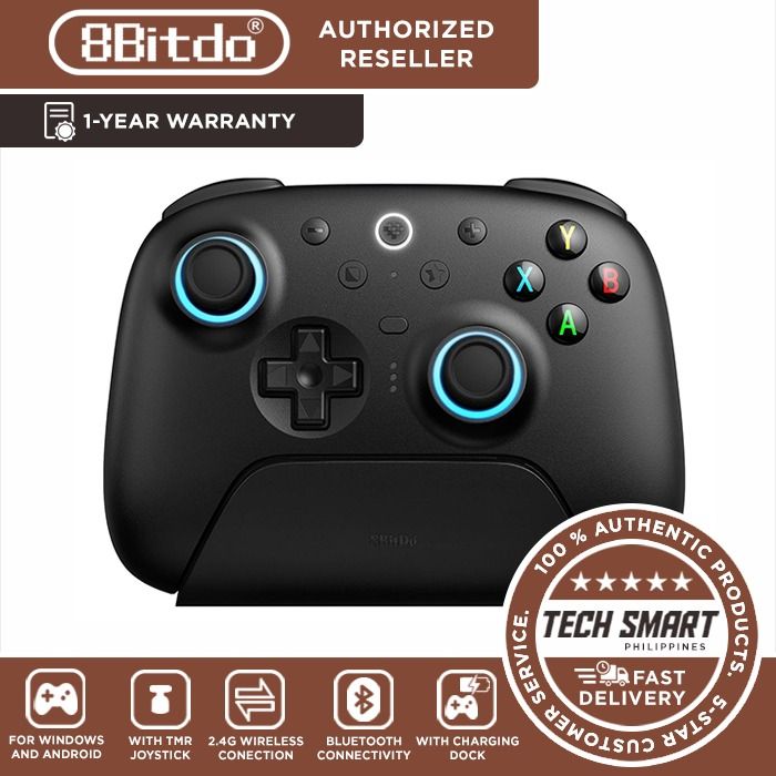 8BitDo Ultimate 2 Wireless Controller for Windows & Android, Gaming Controller with TMR Joysticks, Switchable Hall Effect/Tactile Triggers, RGB Fire Ring, 8Speed Wireless Tech (Category: Controllers) located in Las Pinas. Submitted by techsmartph (Listing ID 1360986347, Image 1). Description: * TMR Joysticks - Offering higher sensitivity, greater precision, and enhanced durability. * 8BitDo Exclusive Wireless Technology - “8Speed”, it delivers an