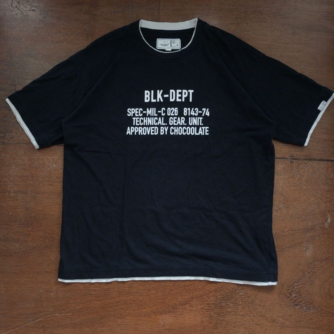 Chocoolate Blk Dept Shirt (Category: Luxury Apparel) located in Tayabas. Submitted by cat.b0i (Listing ID 1360912376, Image 1). Description: Chocoolate Blk Dept Shirt Fitting: M- (Oversized L-Cropped XL) F - (2XL) length: 27.5 width: Body: 23 Shoulder: 21 arm space: 8.5 sleeve length: 8.5 color: Black with white graphic and endings material: 100% cotton issue: none condition: excellent.