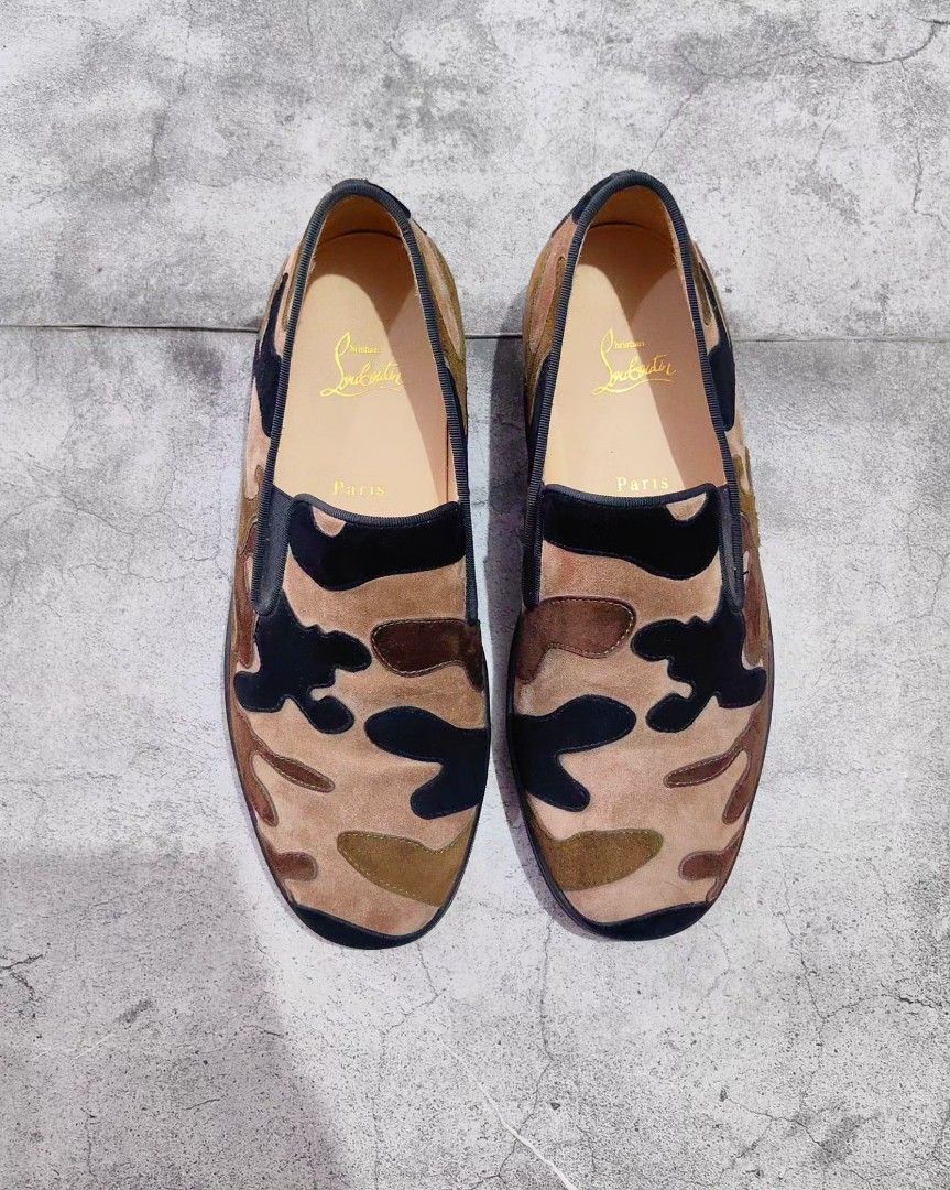 Christian Louboutin Flat suede camou (Category: Sneakers & Footwear) located in Quezon City. Submitted by 110collectionsph (Listing ID 1360957306, Image 2). Description: Good as new 🔥 PRELOVED CHRISTIAN LOUBOUTIN SUEDE FLAT CAMOU | P7,998 | STEAL PRICE | SIZE 40 1/2 | PRISTINE CONDITION | 9.9/10 COLOR RATE AND CONDITION | NO HEEL DRAG | SIGN OF USAGE.