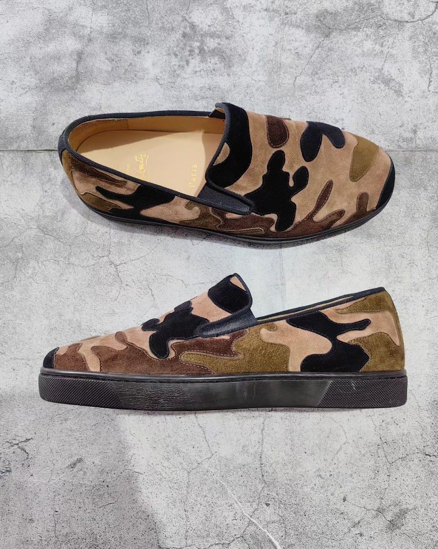 Christian Louboutin Flat suede camou (Category: Sneakers & Footwear) located in Quezon City. Submitted by 110collectionsph (Listing ID 1360957306, Image 1). Description: Good as new 🔥 PRELOVED CHRISTIAN LOUBOUTIN SUEDE FLAT CAMOU | P7,998 | STEAL PRICE | SIZE 40 1/2 | PRISTINE CONDITION | 9.9/10 COLOR RATE AND CONDITION | NO HEEL DRAG | SIGN OF USAGE.