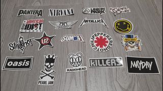 Decals stickera rock bands oasis radiohead pantera pearl jam killers red hot chili peppers slipknot u2 nirvana linkin park metallicq my chemical romance MCR green day aerosmith sum 41 guns n roses mayday