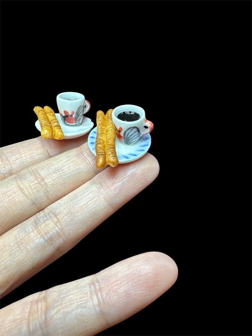 Handmade Miniature Breakfast Dim sum Youtiao with Black Coffee, Clay, 1 set (Category: Handmade Craft) located in Singapore. Submitted by mini.collectibles.1 (Listing ID 1360894221, Image 3). Description: Handmade Miniature Breakfast Dim sum Youtiao with Black Coffee, Clay, 1 set Made from clay There may be some finger pressing stains or prints due to handmade. Miniature Showcase Display Store at the address below: Blk 2019 Bukit Batok St 23 (Ind