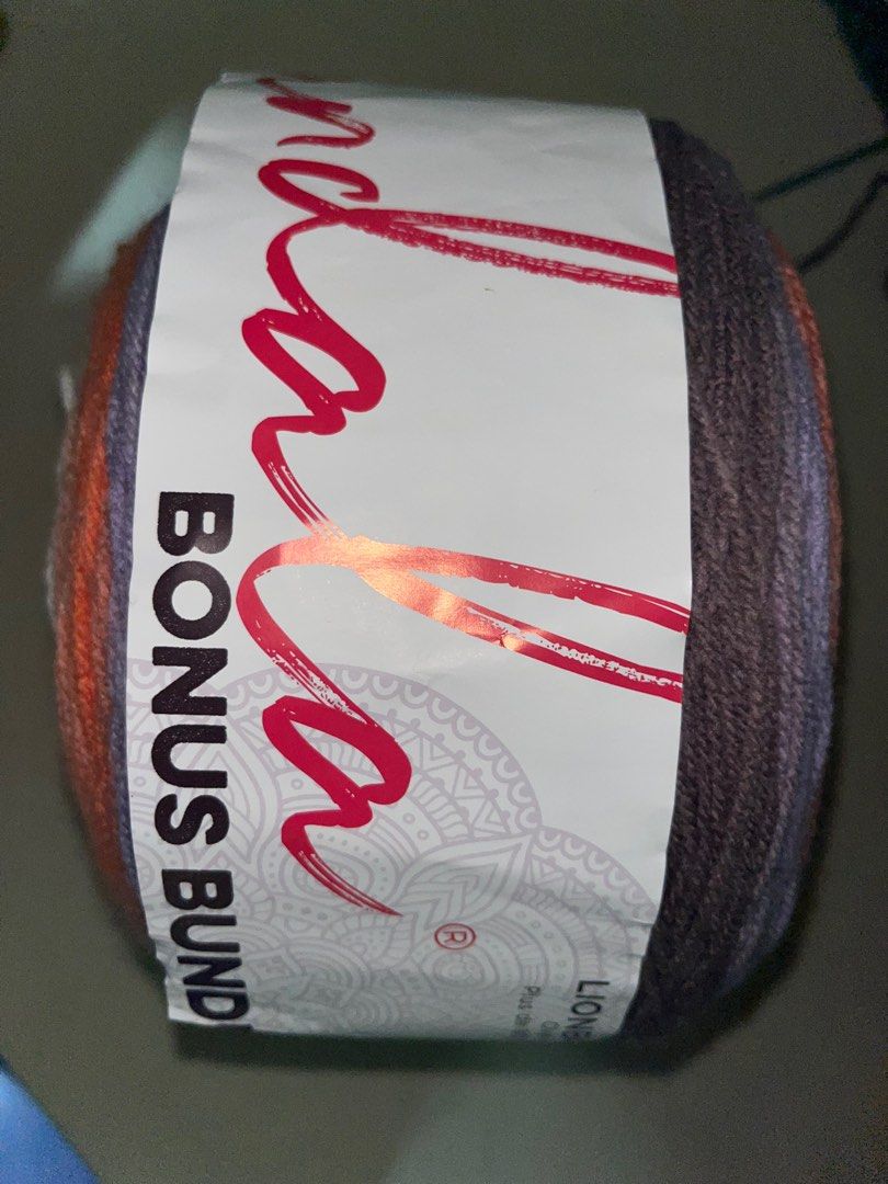 Lion Brand Mandala Bonus Bundle Yarn (Category: Craft Supplies & Tools) located in Mandaluyong City. Submitted by gbtee (Listing ID 1360996631, Image 1). Description: Lion Brand Mandala Bonus Bundle Yarn - Pegasus 100% acrylic 3 Light/DK 300g/1181 yd/1080m Machine wash & dry Made a small piece but can be frogged (still connected so you will still get the whole skein) RFS: need a different yarn Price negotiable Payment first via GCash Shipping c/o