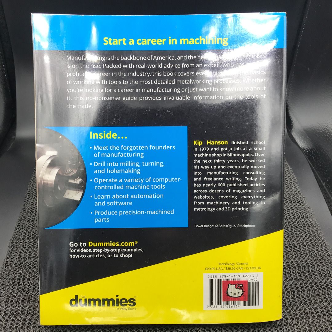 Machining For Dummies Book (Original Wiley) Copyright 2018 (Category: Textbooks) located in Mandaluyong City. Submitted by deadly_cat_ninjas (Listing ID 1360989785, Image 2). Description: PLS READ CAREFULLY before contacting us. We work night-shifts so we may be delayed in replying to inquiries made during the day hours. Thank you for your patience. Printed in 2018. Used, well-loved condition. Original. Pages are slightly yellowed/oxidised but st