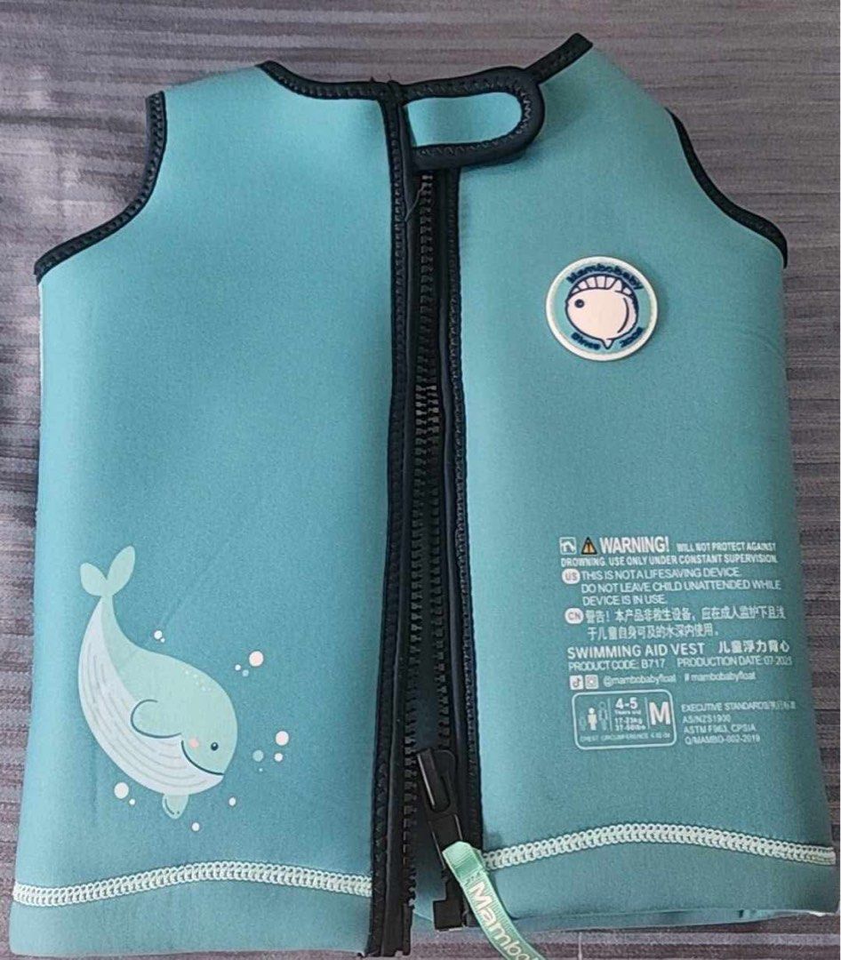 Mambobaby swimming vest (Category: Babies & Kids Fashion) located in Taytay. Submitted by delutterproject (Listing ID 1360902599, Image 2). Description: Size Medium 4-5 Used twice.