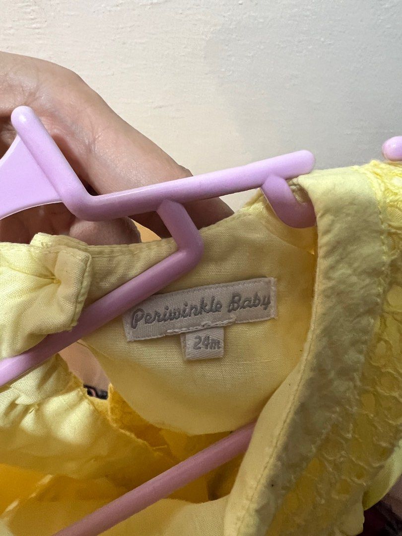 Periwinkle Yellow party Dress eyelet (Category: Babies & Kids Fashion) located in Quezon City. Submitted by sdldeclutter (Listing ID 1360995236, Image 2). Description: Used once 2 yrs on tag needs iron lang.