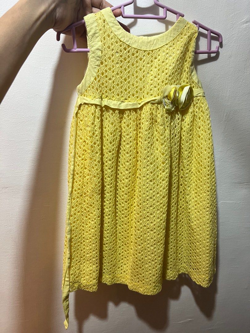 Periwinkle Yellow party Dress eyelet (Category: Babies & Kids Fashion) located in Quezon City. Submitted by sdldeclutter (Listing ID 1360995236, Image 1). Description: Used once 2 yrs on tag needs iron lang.