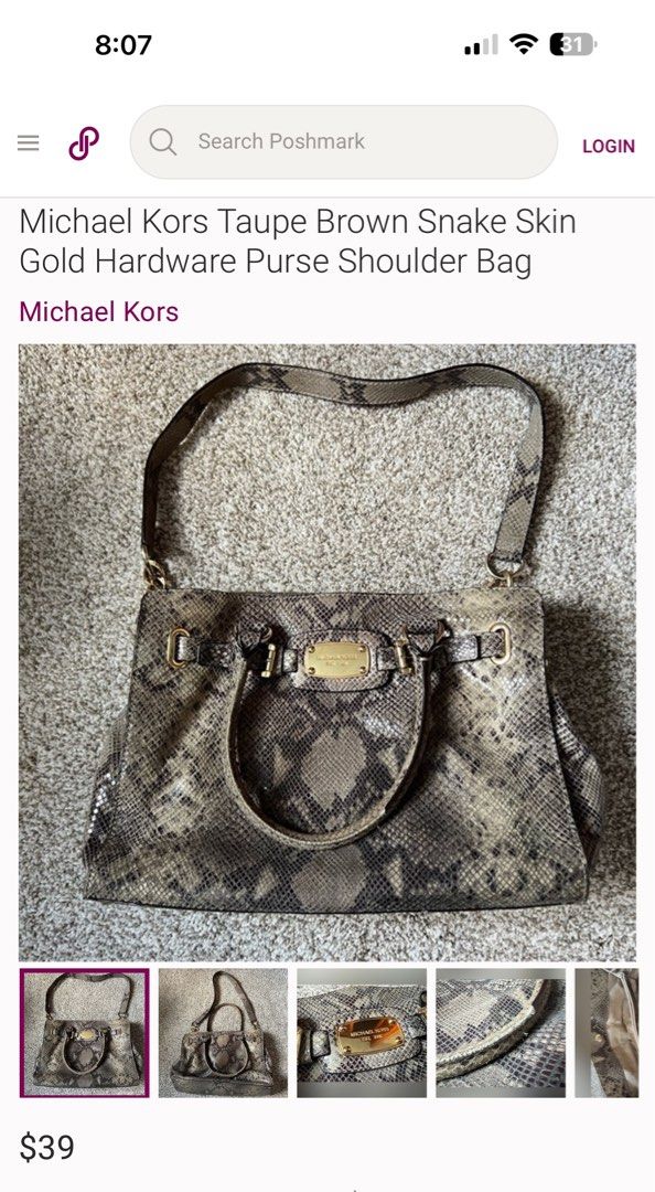 Preloved MK Hamilton Python embossed shoulder bag (Category: Luxury Bags & Wallets) located in Caloocan City. Submitted by ruthay23 (Listing ID 1360981963, Image 1). Description: Preloved MK Hamilton Python embossed shoulder bag No dust bag Price: 3000 + SF GCash payment or BDO Grab/Lalamove Loc: Deparo, Caloocan City.
