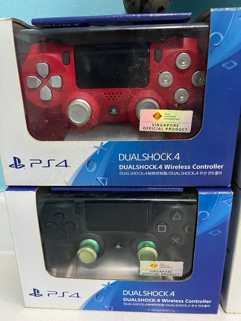 PS4 Controller (Category: In-Game Products) located in Singapore. Submitted by CnGcollexions (Listing ID 1360982086, Image 2). Description: ***UPDATED*** Black Camo sleeve SOLD Blue SOLD Selling PS4 controller. All original sony. Some controllers have also been MODDED. Some got slight drifting issues, i couldnt remember which, but as sony will discontinue it , a slight fix will help in a long run. Feel free to ask. WHATS LEFT**** Red , Grey - $30